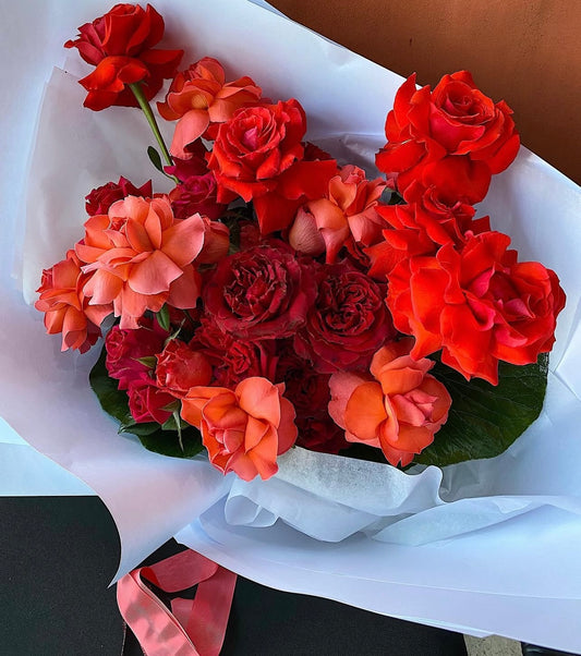 Red Garden Rose Bouquet